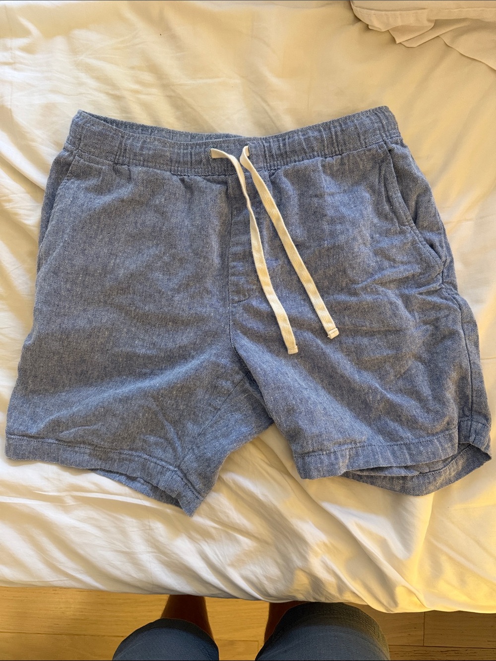 Banana Republic Men's Blue Drawstring Casual Linen Blend Shorts